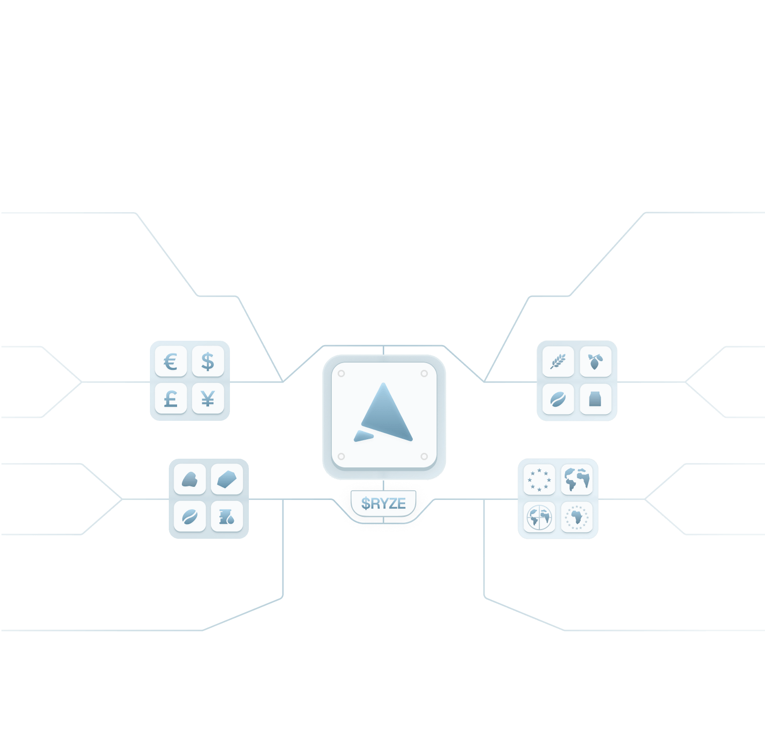 A variety of stablecoins and real world assets connecting to Aryze.