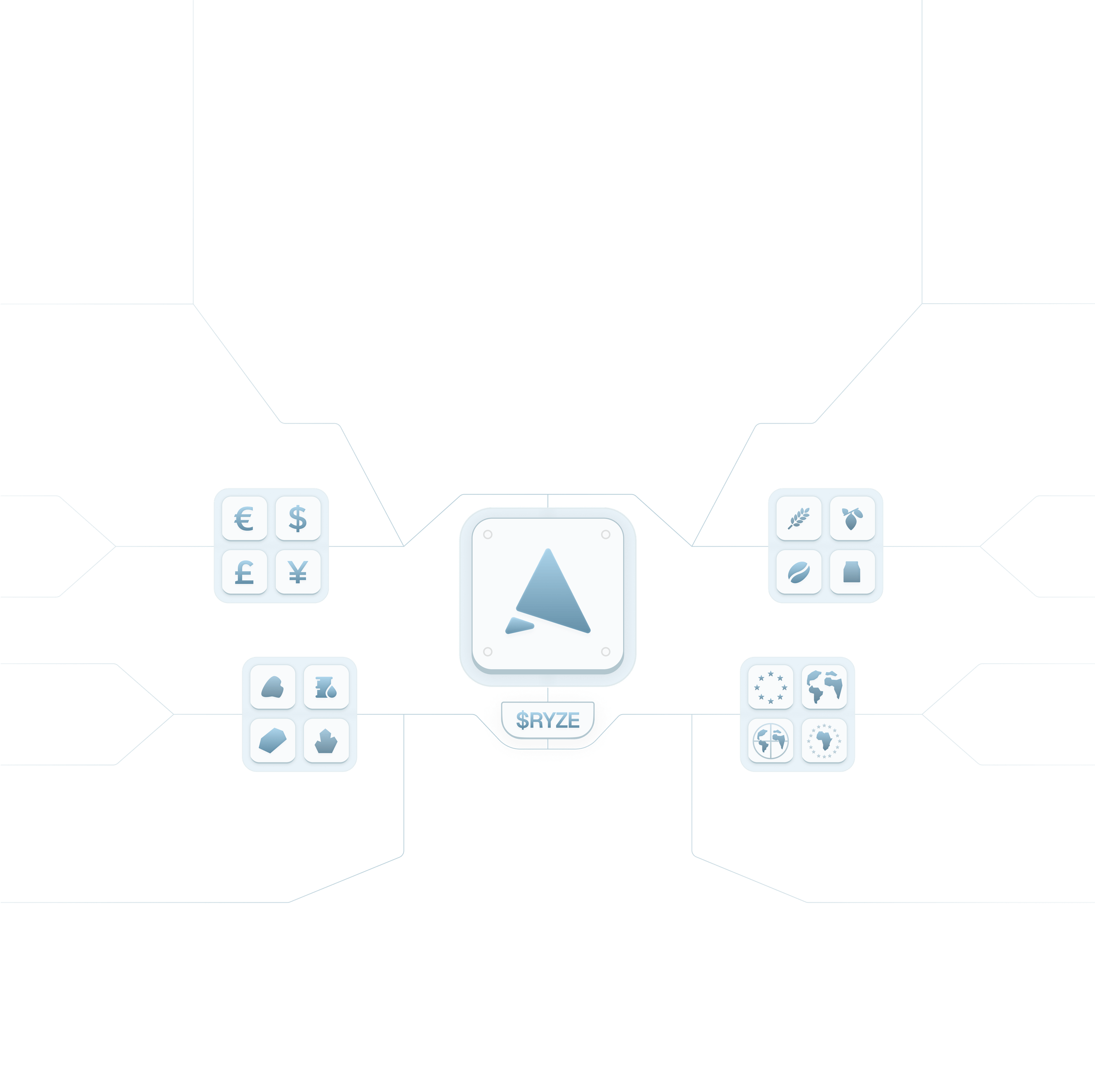 A variety of stablecoins and real world assets connecting to Aryze.