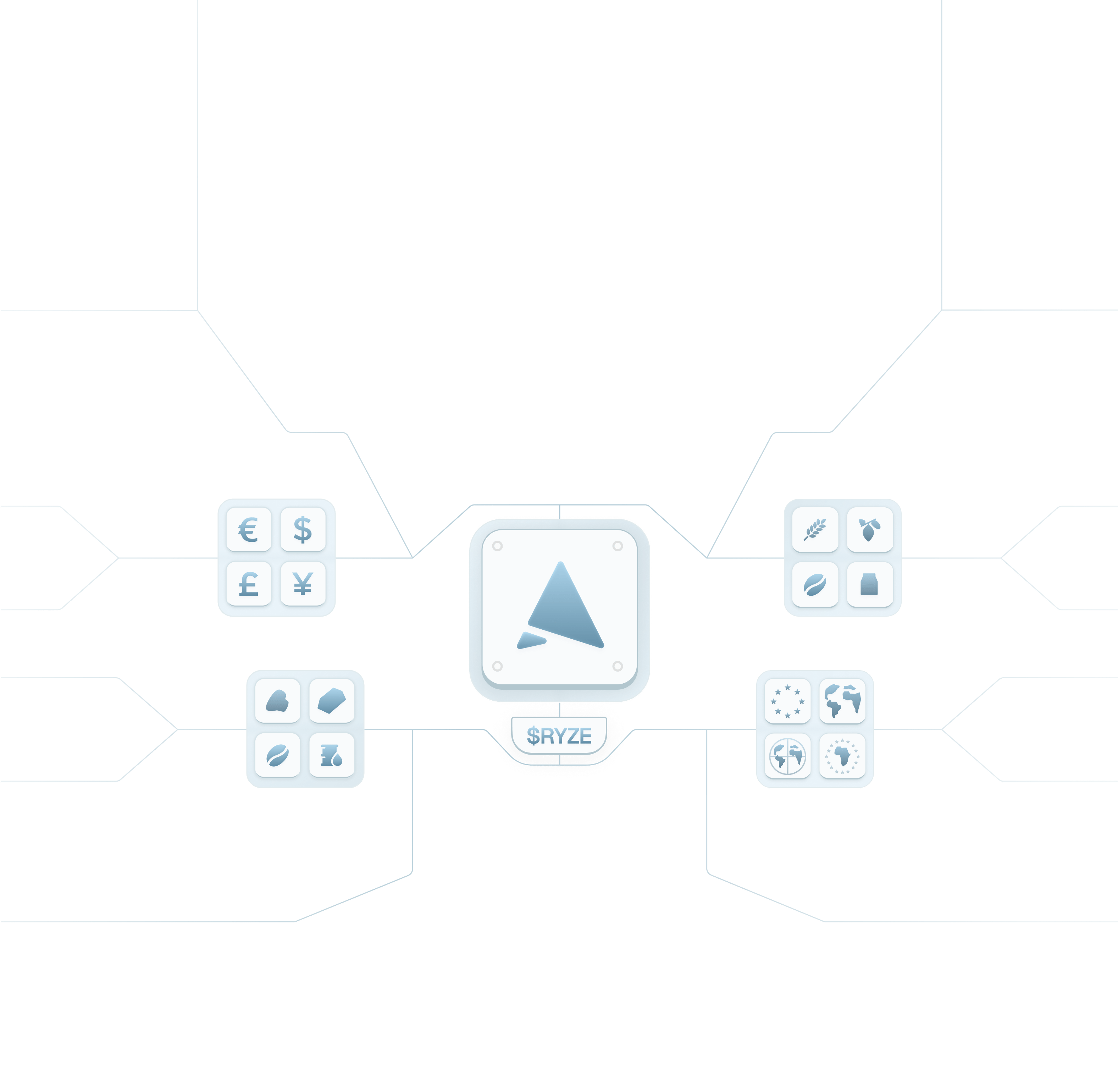 A variety of stablecoins and real world assets connecting to Aryze.